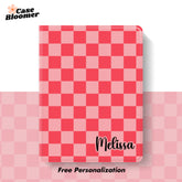 Custom Name Pink Checkerboard Summer Groovy iPad case, Free Personalization